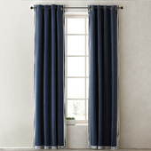 RH / TICKING STRIPE BORDER DRAPERY PANEL