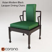 Asian Modern Black Lacquer Dining Chairs