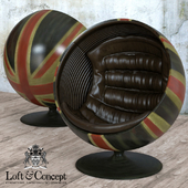 Armchair Ball Pod Chair Union Jack &amp; Brown Leather