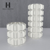 TALL WHITE GEOMETRIC VASE