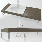 Washbasin on the wooden plate
