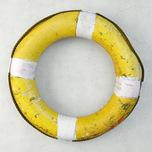 Midcentury Yellow &amp; White Life Preserver