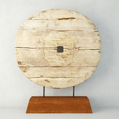 Chinese Elm Cart Wheel on Stand