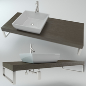 Washbasin on the wooden plate