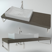 Washbasin on the wooden plate