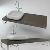 Washbasin on the wooden plate