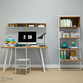 Desk set with shelves