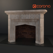 English Gothic stone fireplace