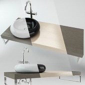Washbasin on the wooden plate