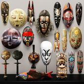 collection of masks and statuettes. 20 pieces, набор, коллекция, маска, маски, эко дизайн, африканский стиль, статуэтка, настенный декор, деревянный, этнический