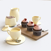 Strawberry cupcakes set