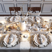 Festive table setting with apples