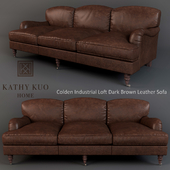 Colden Dark Brown Leather Wood Sofa