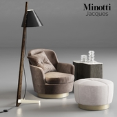 Minotti Jacques Armchair and Pouf