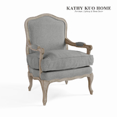 French Country Bastille Dark Grey Linen Salon Armchair