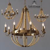 Люстра Rattan Chandelier Metall 8 Loft Rope Light