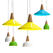 Modern pendant light wood and aluminum lamp