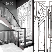 Кованое ограждение лестницы Art-Deco