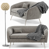 Stella Mid-Century Loveseat, Urchin Rattan Floor Lamp