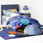 кровать Uptown Navy Blue Bed от Crate & Barrel тумба Kids Uptown Navy Blue Nightstand