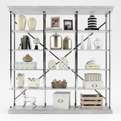 Modern rack with decor, vases and a jewelry box