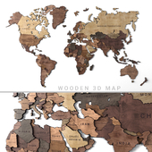 Wooden panel - world map 2