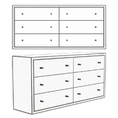 RH STRAND MIRRORED 6-DRAWER LOW WIDE DRESSER