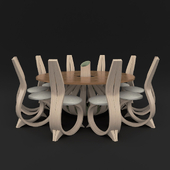 Bulb table and figure 6 chairs by Joseph Walsh