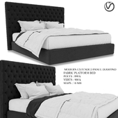 ModeRn Extended Panel Diamond Fabric Platform Bed