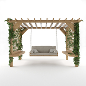Wooden garden swing