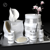Silver Bathroom Accessory Set