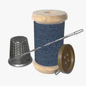 Thread needle button thimble coil