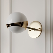 Pair of Brass and Opaline Glass Italian Sconces by Stilnovo