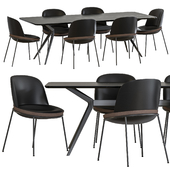 Jesse Pierluigi Dining Table and Germana Chair Leather Black