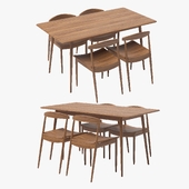 West Elm / Lena Mid-Century Table & Chairs Dining Set