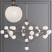 Modo 8 Sided Chandelier 27 Globes Bronze and Cream Glass