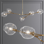 5-globe Branching Bubble Brushed Brass and Clear Glass