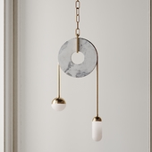 Meridian Brass Marble Handblown Glass Contemporary Pendant