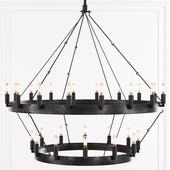 Restoration Hardware CAMINO VINTAGE FILAMENT 2-TIER CHANDELIER 38 Black