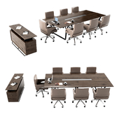 Meeting Table with Office Chairs and Cabinet