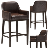 Restoration Hardware Morgan Curved-Back Track Leather Stool