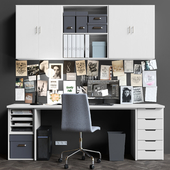 Office furniture design with computer and stationery