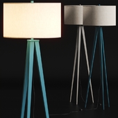 Crate and Barrel Theo Blue & Gray Floor Lamps