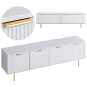 Quinn Lacquer Media Console  - Haze/Antique Brass