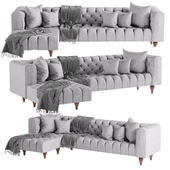 Tufted Linen Upholstered L Shaped