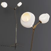 Branching Bubble Floor Light Brushed Brass and White Glass