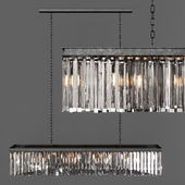 Restoration Hardware 1920S ODEON RHYS CLEAR GLASS PRISM RECTANGULAR CHANDELIER 59 Black