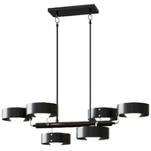 Люстра Светильник Kovacs Lift Off 6 Light 38" Wide Linear Chandelier with Etched Glass Shades Model:P1566-729