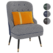 Homary-Houndstooth Upholstered Linen Accent Chair Modern Accent Chair