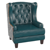 Homary-Retro Blue Tufted Accent Chair Upholstered PU Leather Aluminum Chair